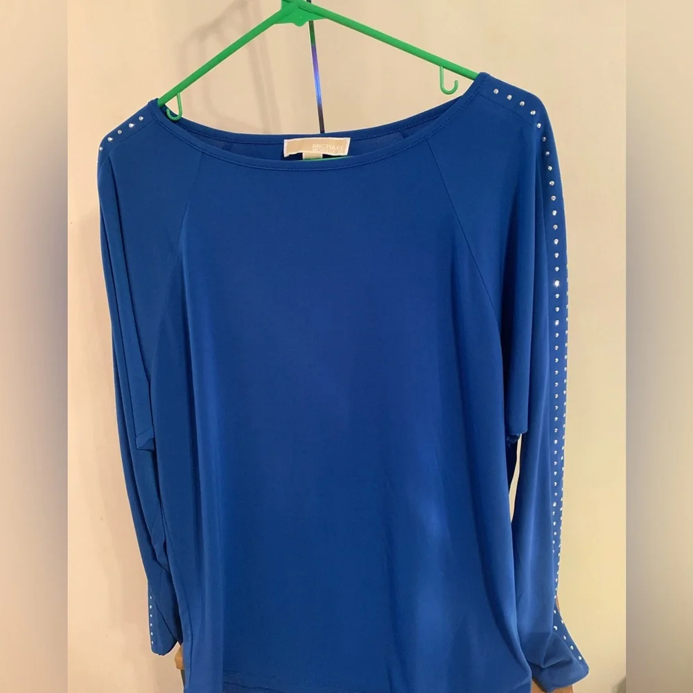 Michael Kors Long Sleeve Shirt with Studded Sleeves Size Medium
